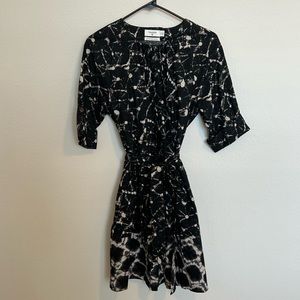 Black & White Pleated Dress w/ Pockets